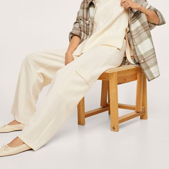 Mango Wide Leg Pants With Pockets New - Picture 4 of 9